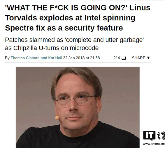 Linux之父：英特尔的漏洞补丁是“彻头彻尾的垃圾”