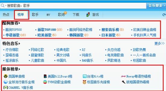 酷狗音乐榜单 酷狗音乐榜单如何使用