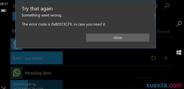 手机版Win10更新应用错误0x80073cf9怎么办