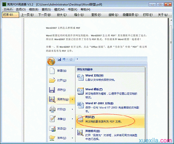 Word2007文档如何转成PDF_Word2007教程(2)