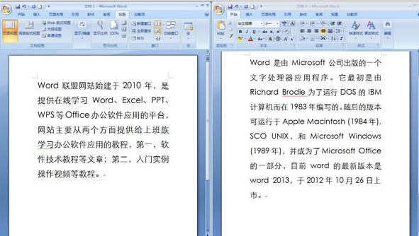 Word2007如何并排查看窗口(4)