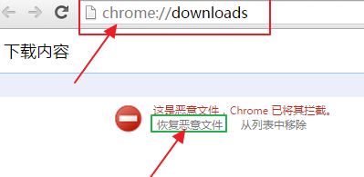 Win7系统谷歌浏览器无法下载文件提示 是恶意文件 chrome 已将其拦截？(1)