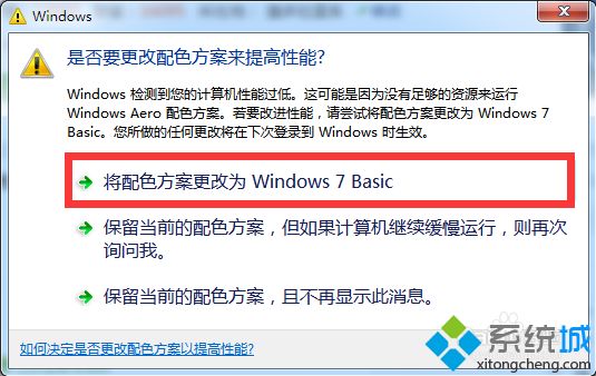 win7提示是否要更改配色方案来提高性能的解决方法(1)
