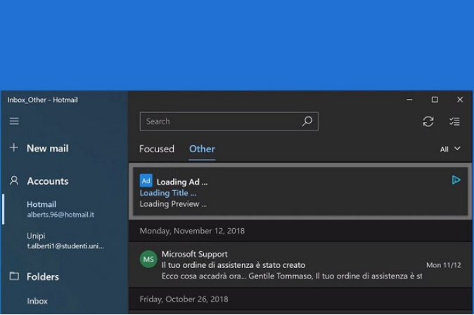 微软Windows10《邮件》应用内置广告测试