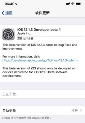 苹果推出iOS 12.1.3开发者预览版/公测版Beta 4
