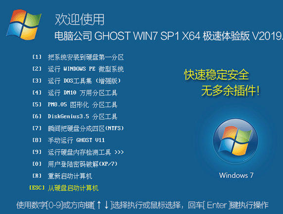 电脑公司 GHOST WIN7 64位极速纯净版系统V201907(1)
