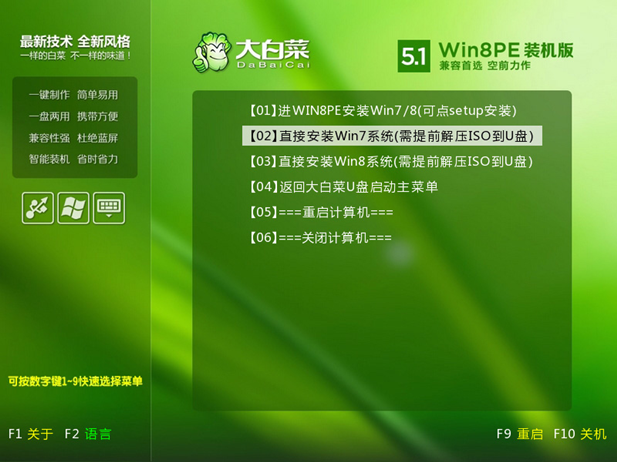 大白菜U盘启动盘制作安装原版Win7三类方法(7)