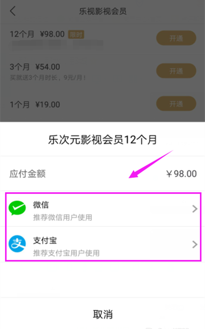 乐视视频怎样开通会员 乐视视频开通会员教程(3)