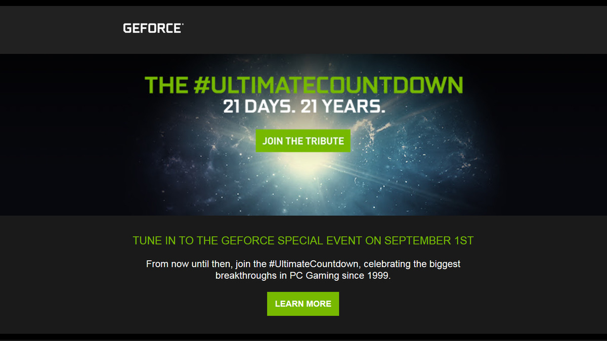 9月1日与我们一起观看Nvidia的GeForce特别活动！