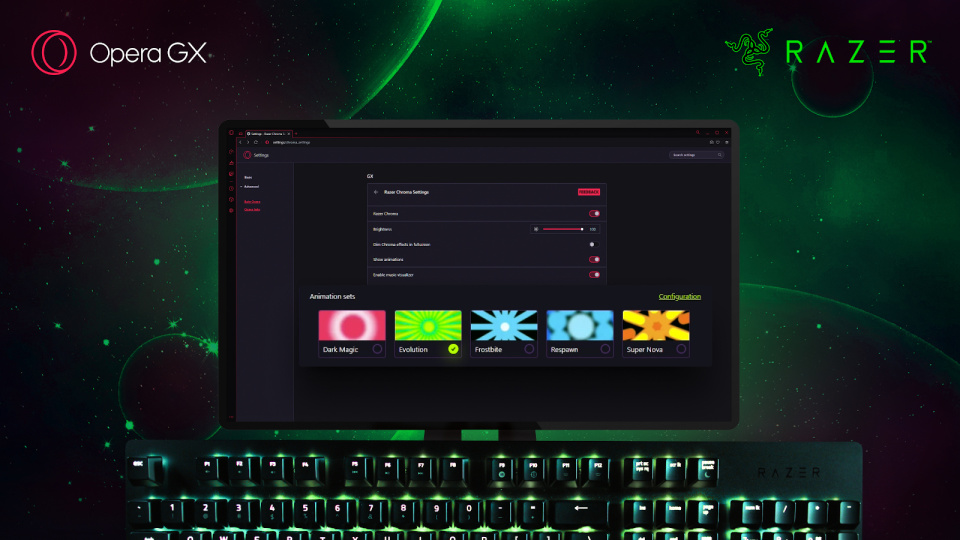 Razer为Opera的游戏浏览器启用自定义的Chroma灯光效果
