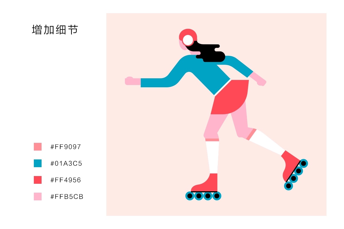 AI怎么绘制扁平滑轮少女(22)