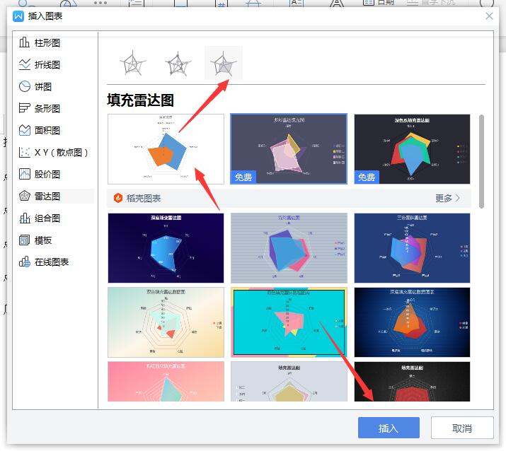 wps2019表格雷达图朝向(4)