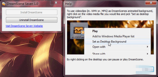 DreamSceneSeven(Win7动态桌面设置工具) 官方免费版v1.6