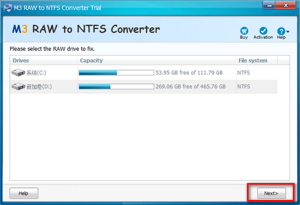 M3 RAW To NTFS Converter(NTFS硬盘修复工具)(2)