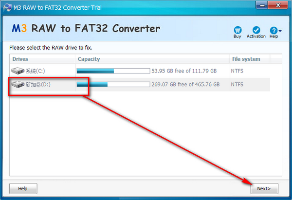 M3 RAW To FAT32 Converter(硬盘驱动器修复工具) v3.6免费版