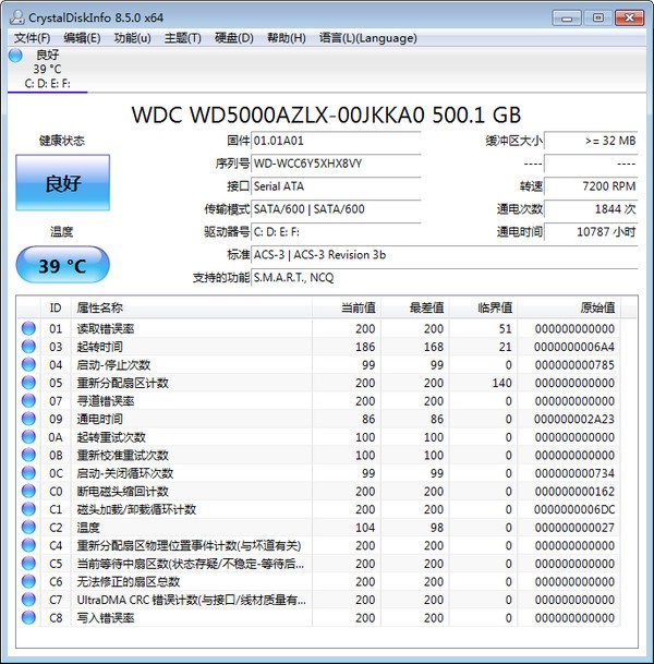 CrystalDiskInfo(显示硬盘接口转速信息) v8.8.1免费版