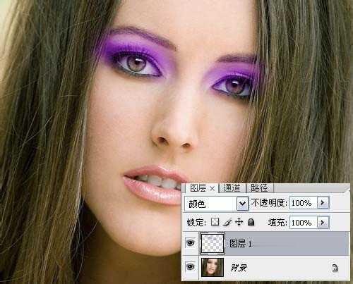 在ps里怎么给人物画眼影(4)