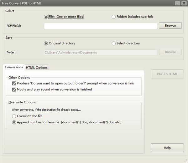Free Convert PDF to HTML(PDF转HTML转换器)
