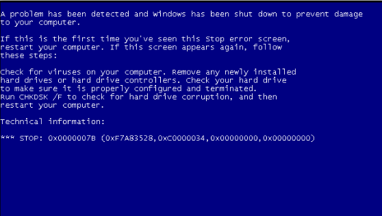 重装Win7系统出现蓝屏0X0000007B怎么办