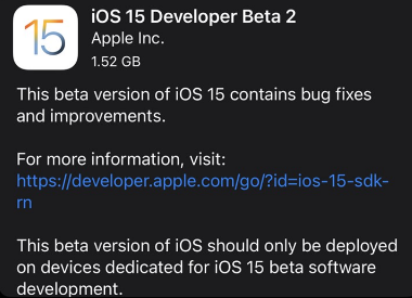 ios15beta2更新了什么内容?怎么下载?支持下载的机型有哪些?