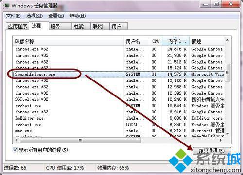 番茄花园Win7系统cpu内存占用高禁用searchindexer.exe的技巧(6)