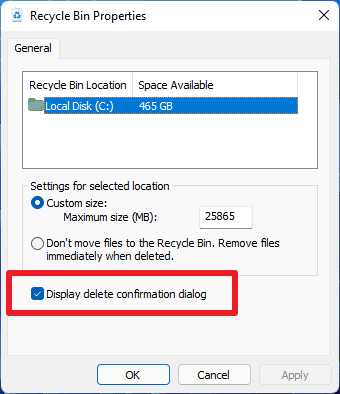 Win11系统启用文件删除确认的方法