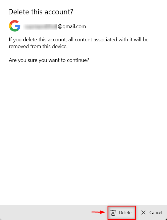 Win11系统删除/注销用户的邮件帐户的方法