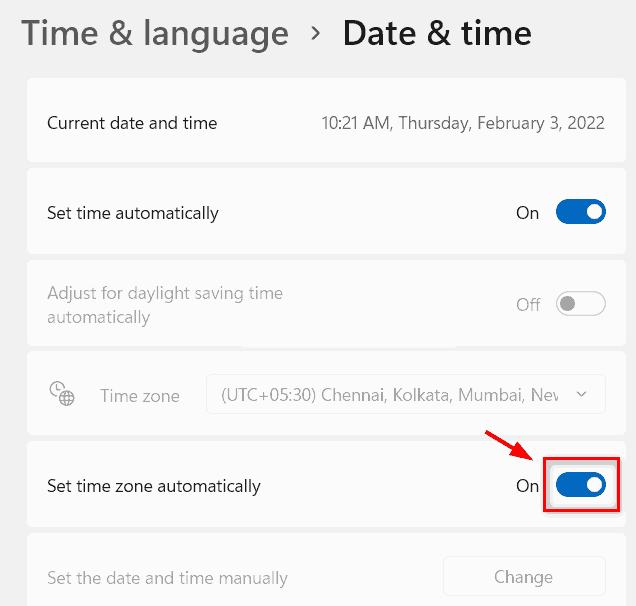 Win11系统自动启用或禁用设置时区的方法