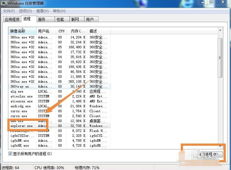 win7桌面图标和下面的任务栏消失了怎么办(1)