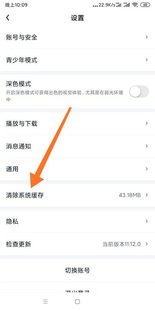 爱奇艺如何清除系统缓存