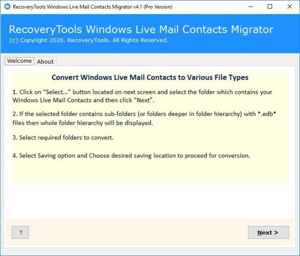 RecoveryTools Windows Live Mail Contacts Migrator(邮箱迁移工具)