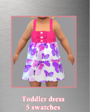 模拟人生4幼儿吊带蝴蝶印花连衣裙MOD