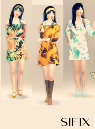 模拟人生4女性多款彩色连衣裙MOD