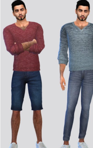 模拟人生4男款v领衬衫MOD