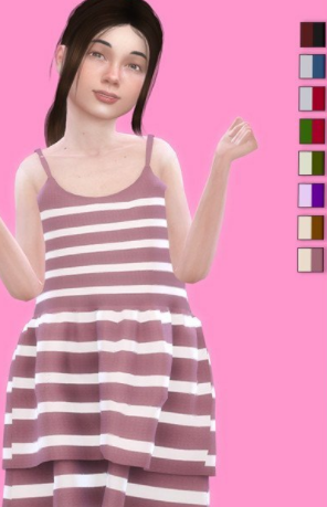 模拟人生4吊带条纹连衣裙MOD