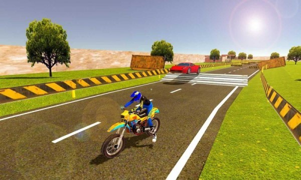 Sports Car vs Moto Bike Riding