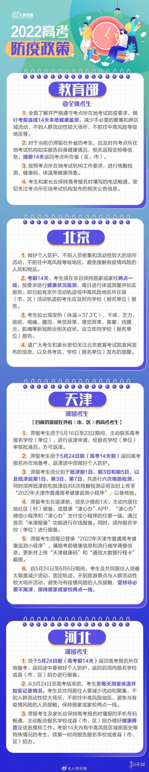 各地高考防疫政策汇总 2022年高考防疫要求