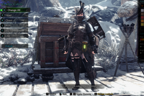 怪物猎人世界冰原黑色MRPukei Pukei女用装甲MOD