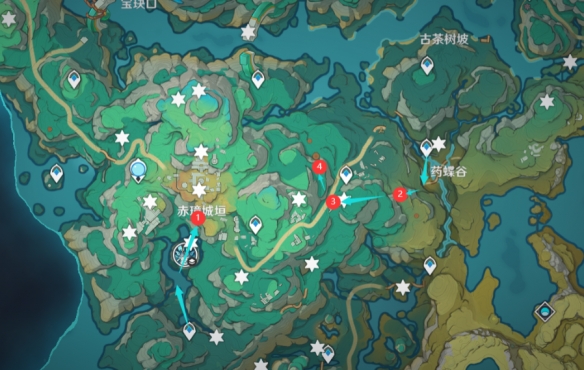 《原神》苍灵鲤分布图 4.4苍灵鲤收集路线