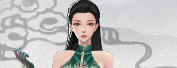 鬼谷八荒黑纱绿金纹旗袍服饰MOD