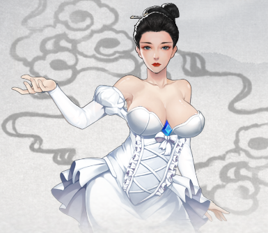 鬼谷八荒纯白露肩婚纱服饰MOD