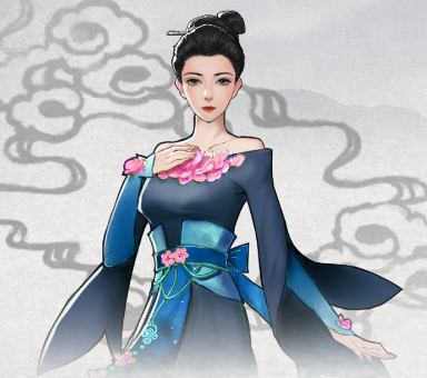 鬼谷八荒露肩深蓝古风花仙服饰MOD