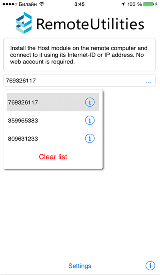 Remote Utilities app