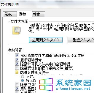 隐藏文件选项选择显示隐藏文件